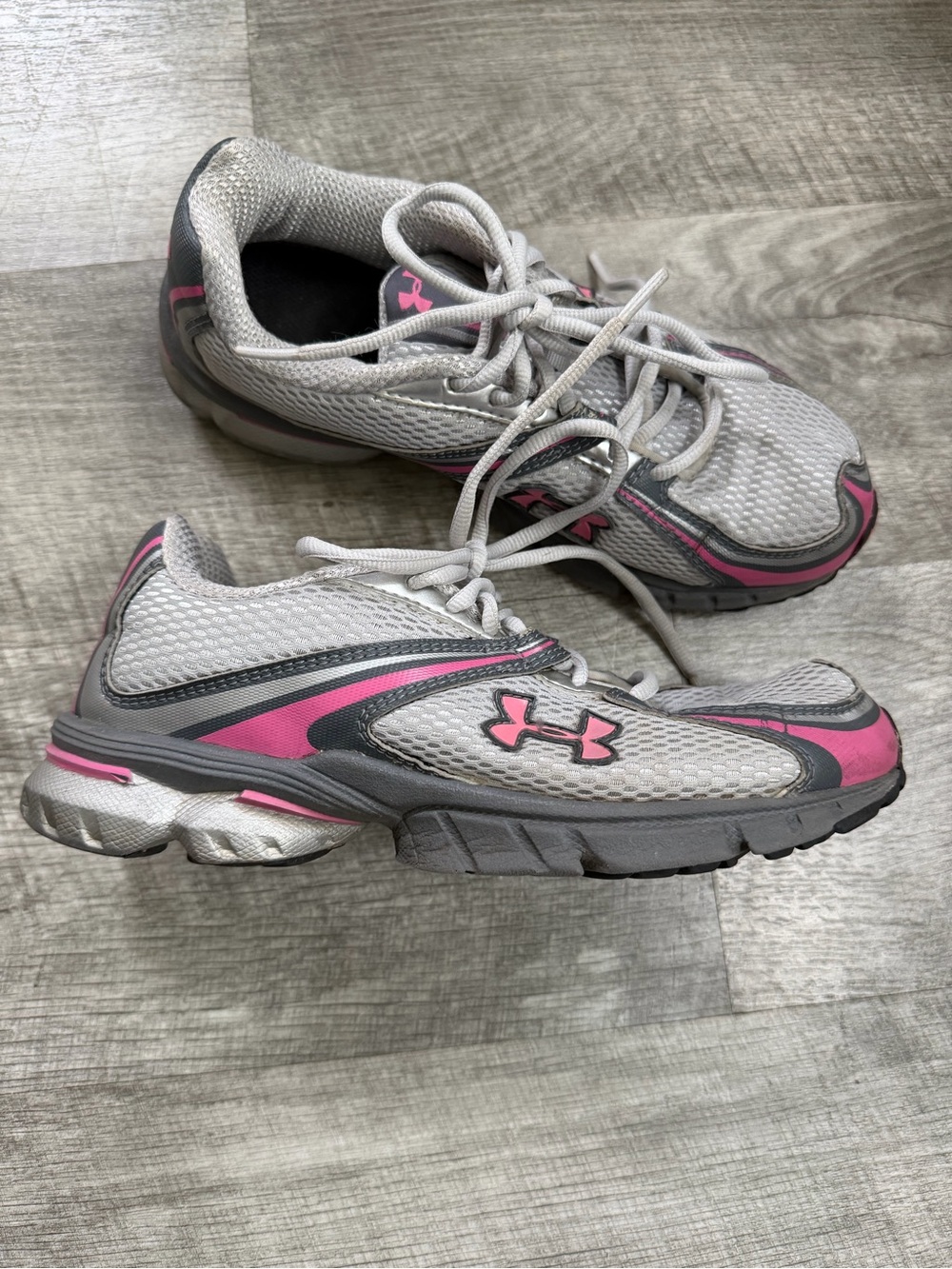 Under Armour Women's Gray and Pink Athletic Running Shoes